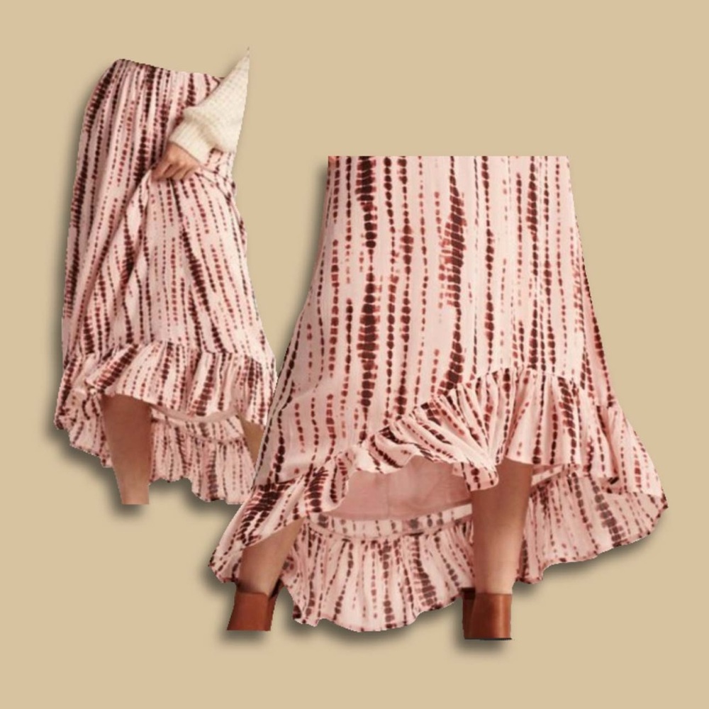 A&F ruffle hem tie dye skirt
